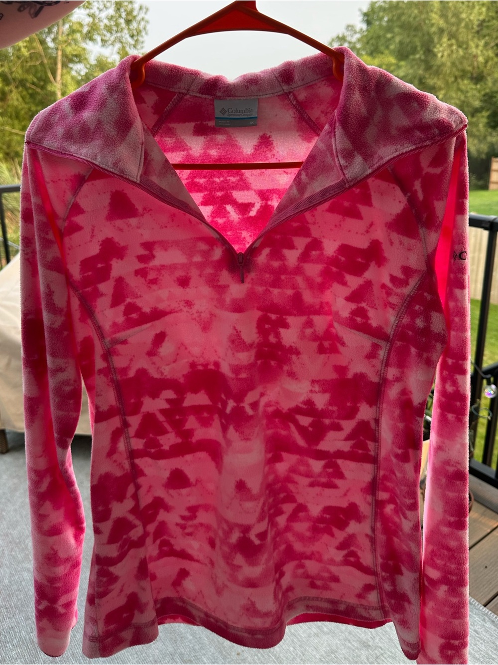 Women's Columbia Pink Half-Zip Fleece Pullover Hoodie - Picture 3 of 4